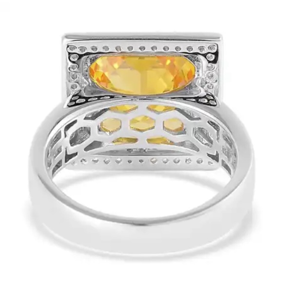 Lustro Stella Finest Yellow CZ Ring in Platinum over Sterling Silver.  NWT - Picture 5 of 10